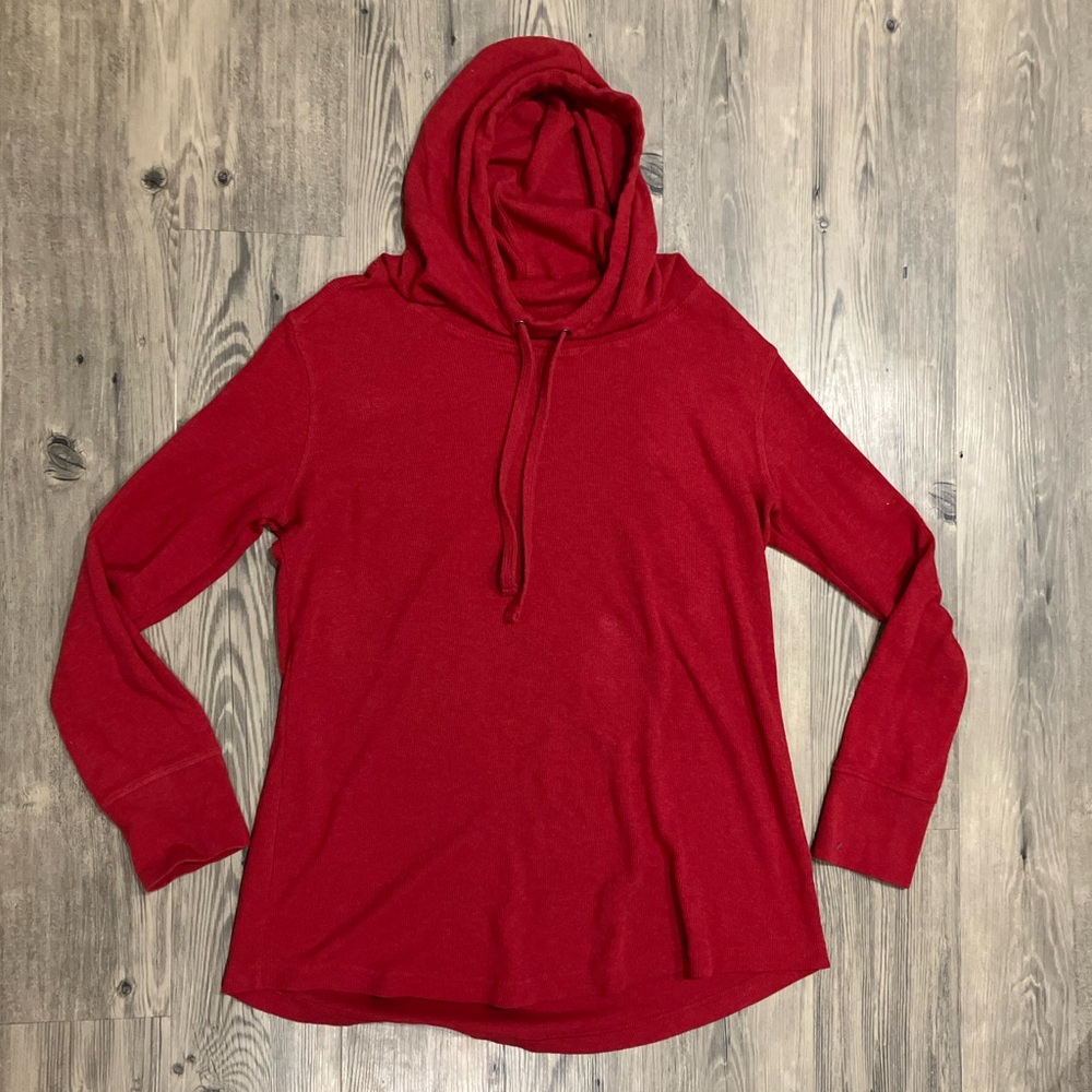 Wind River Cowl Neck Waffle Knit Long Hoodie